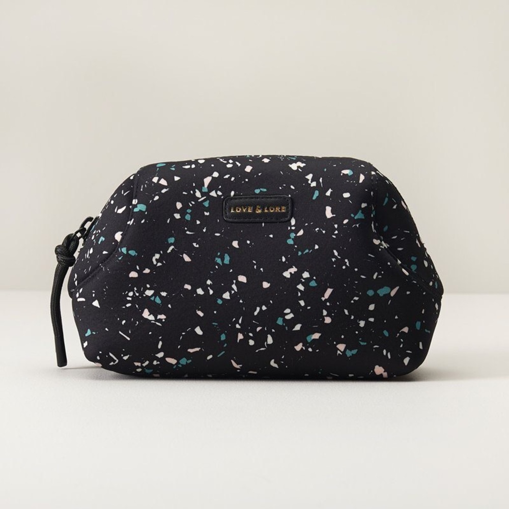 New NEOPRENE COSMETIC BAG - BLACK TERRAZZO